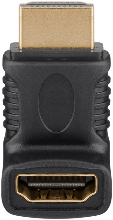 Goobay HDMI™-vinkeladapter för koaxialkabel, Guldpläterad (4K @ 60 Hz) HDMI™-uttag (typ A) > HDMI™ kontakt (typ A) 90 ° i gruppen HJEMMEELEKTRONIK / Kabler og adaptere / HDMI / Adaptere hos TP E-commerce Nordic AB (C54152)