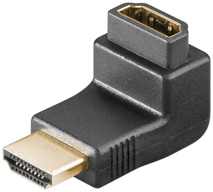 Goobay HDMI™ vinkeladapter 90°, guldpläterad, 8K @ 60 Hz HDMI™-uttag (typ A) > HDMI™ kontakt (typ A) 90 ° i gruppen HJEMMEELEKTRONIK / Kabler og adaptere / HDMI / Adaptere hos TP E-commerce Nordic AB (C54159)
