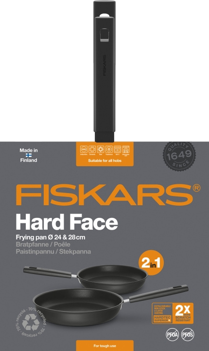 Fiskars Hard Face - set med stekpannor, 24 cm + 28 cm i gruppen HJEM, HUS & HAVE / Køkkenredskaber / Stegepander hos TP E-commerce Nordic AB (C55225)
