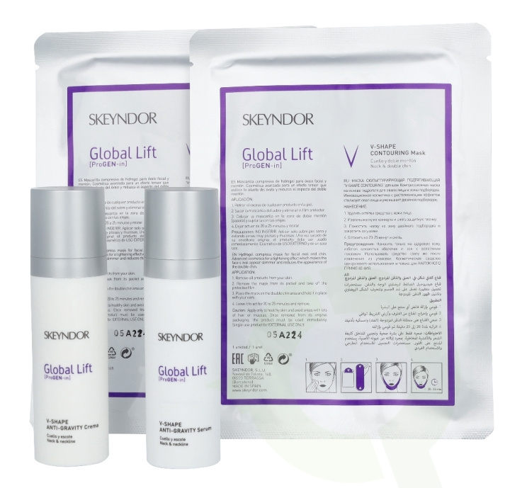 Skeyndor Global Lift V-Shape Lifting Home Care Set 60 ml For Neck, Chin And Neckline/V-Shape Anti Gravity Serum 30ml/V-Shape Anti Gravity Cream 30ml/V-Shape Contouring Mask i gruppen SKØNHED & HELSE / Hudpleje / Ansigt / Dagcreme hos TP E-commerce Nordic AB (C55992)