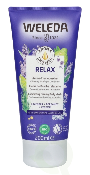 Weleda Aroma Relax Shower Cream 200 ml Comforting Creamy Body Wash, Lavender + Bergamot + Vetiver i gruppen SKØNHED & HELSE / Hudpleje / Kropspleje / Bad & brusecreme hos TP E-commerce Nordic AB (C56773)