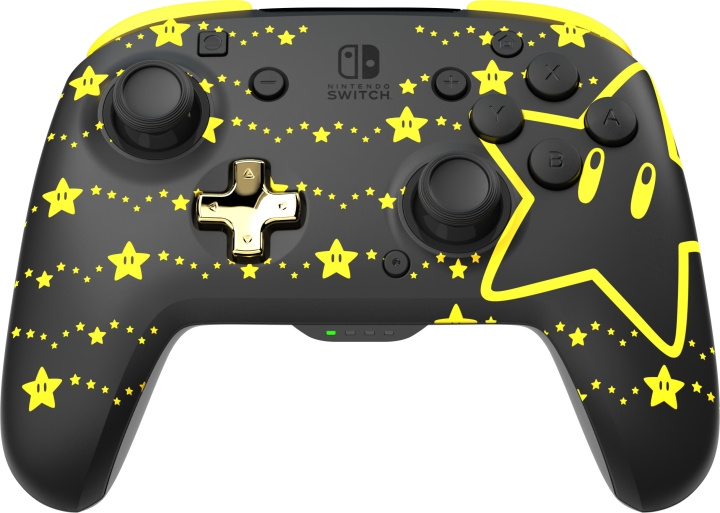 PDP Gaming Rematch Glow Wireless Controller - trådlös spelkontroll, Mario Stars, Switch i gruppen HJEMMEELEKTRONIK / Spilkonsoller og tilbehør / Nintendo Switch / Tilbehør hos TP E-commerce Nordic AB (C57219)