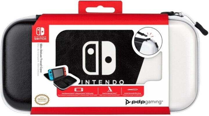PDP Gaming Slim Deluxe Travel Case Elite – Black/White - Skyddsväska, Switch i gruppen HJEMMEELEKTRONIK / Spilkonsoller og tilbehør / Nintendo Switch / Tilbehør hos TP E-commerce Nordic AB (C57275)