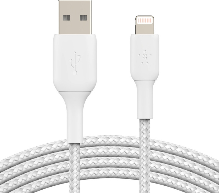 Belkin BOOST CHARGE™ Lightning - USB-A-kabel flätad, 0,15 m, vit i gruppen SMARTPHONES & TABLETS / Opladere og kabler / Kabler / Kabler Lightning hos TP E-commerce Nordic AB (C57665)
