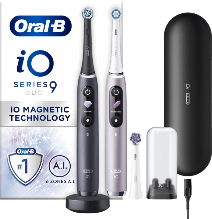 Oral B iO Series 9 Duo Pack - elektrisk tandborste, svart / rosa i gruppen SKØNHED & HELSE / Oral pleje / Elektriske tandbørster hos TP E-commerce Nordic AB (C57805)
