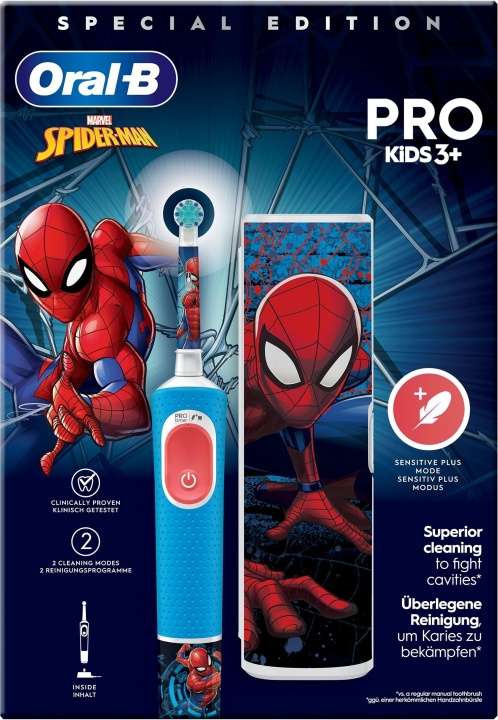 Oral B Vitality Pro Kids Spider-Man - elektrisk tandborste i gruppen SKØNHED & HELSE / Oral pleje / Elektriske tandbørster hos TP E-commerce Nordic AB (C57817)