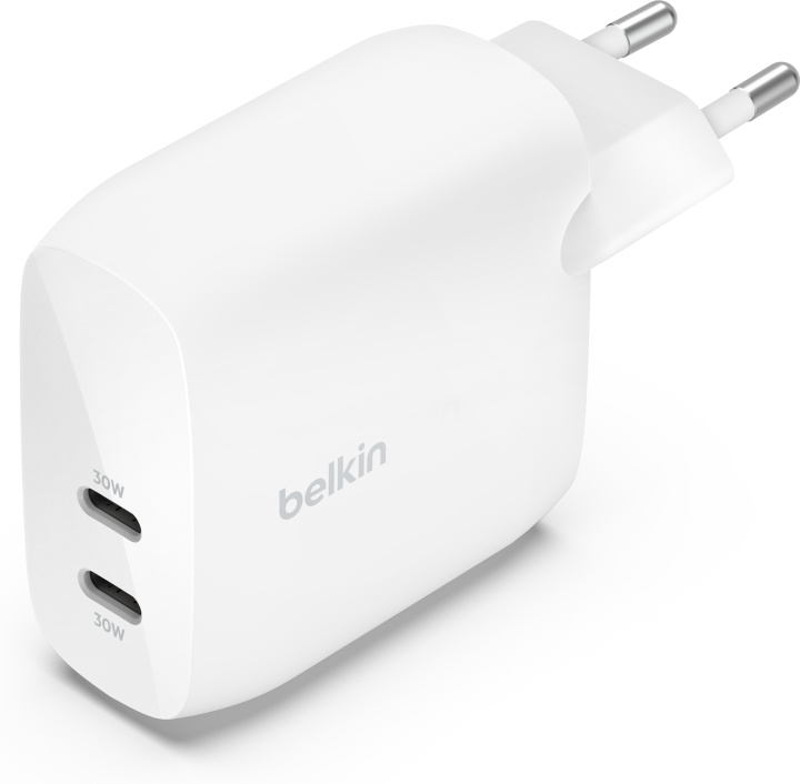 Belkin BoostCharge Pro 2-ports USB-C PPS PD 60 W Väggladdare i gruppen SMARTPHONES & TABLETS / Opladere og kabler / Vægoplader / Væg oplader Type C hos TP E-commerce Nordic AB (C57821)