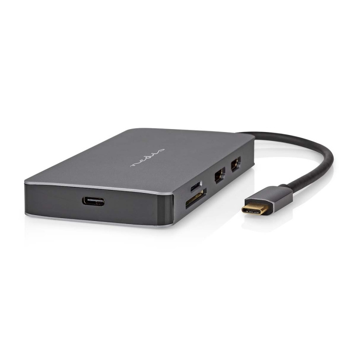 Nedis USB Multi-Port Adapter | USB 3.2 Gen 1 | USB-C™ Han | Micro SD / RJ45 Hun / SD / USB-C™ Hun / 2x HDMI™ / 2x USB-A Hun | 5 Gbps | 0.20 m | Runde | Guldplateret | PVC | Antracit | Box i gruppen COMPUTERTILBEHØR / Bærbare computere og tilbehør / Docking stationer hos TP E-commerce Nordic AB (C57842)