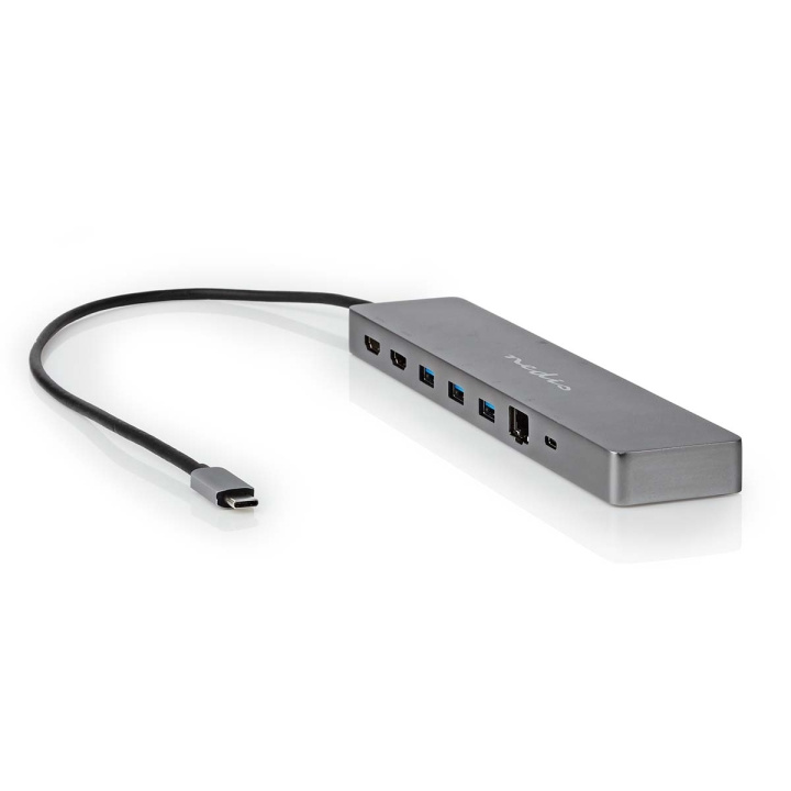 Nedis USB Multi-Port Adapter | 10-i-1 | USB 3.2 Gen 1 | USB-C™ Han | Micro SD / RJ45 Hun / SD / 2x HDMI™ / 2x USB-C™ / 3x USB-A Hun | 0.40 m | Runde | Guldplateret | TPE | Antracit | Box i gruppen COMPUTERTILBEHØR / Bærbare computere og tilbehør / Docking stationer hos TP E-commerce Nordic AB (C57843)
