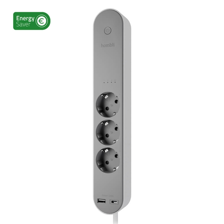 Hombli Smart Stikdåse 3-vejs Grå USB-C & USB-A i gruppen HJEM, HUS & HAVE / Smart hjem / Smarte sensorer hos TP E-commerce Nordic AB (C58576)
