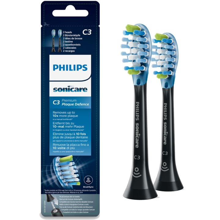 Philips Borsthuvud Sonicare C3 Premium Plaque 2st Black HX9042/33 i gruppen SKØNHED & HELSE / Oral pleje / Tilbehør til elektriske tandbørster hos TP E-commerce Nordic AB (C58965)