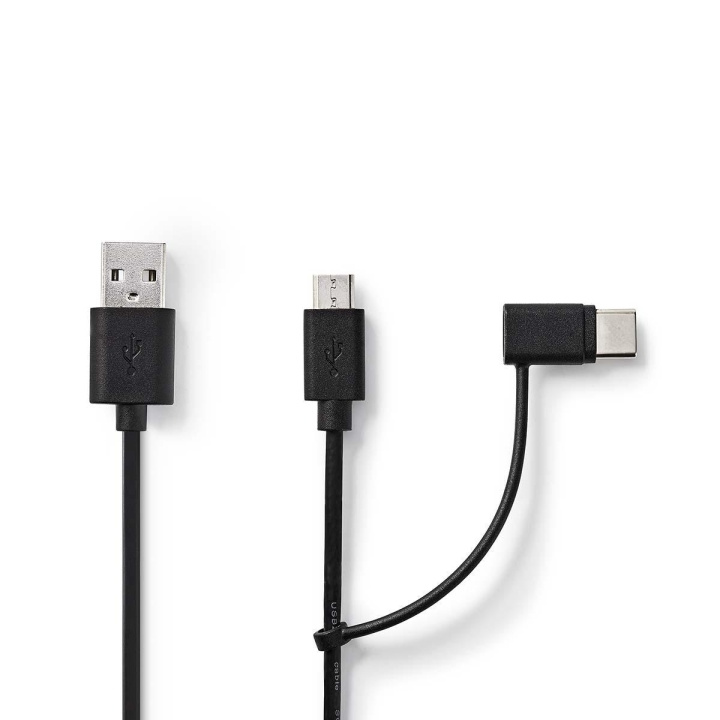 Nedis 2 i 1 kabel | USB 2.0 | USB-A Han | USB Micro-B han / USB-C™ Han | 480 Mbps | 1.00 m | Nikkelplateret | Runde | PVC | Sort | Blister i gruppen COMPUTERTILBEHØR / Kabler og adaptere / USB / USB-A / Kabler hos TP E-commerce Nordic AB (C58983)