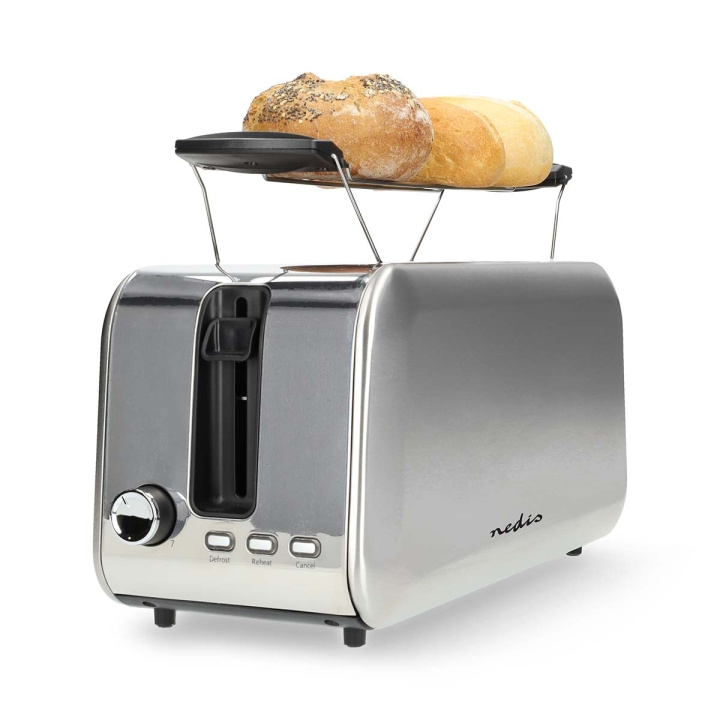 Nedis Brødrister | 4 Brødskiver | 2 Lange Slots | Niveau: 7 | Optøningsfunktion | Aluminium / Sølv i gruppen HJEM, HUS & HAVE / Husholdningsapparater / Brødristere & Sandwich Makers / Brødristere hos TP E-commerce Nordic AB (C58988)