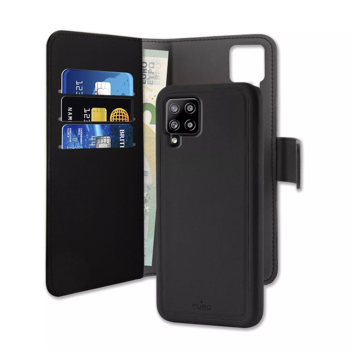 Puro Samsung Galaxy A42 5G EcoLeather Wallet Detach black i gruppen SMARTPHONES & TABLETS / Mobil Beskyttelse / Samsung hos TP E-commerce Nordic AB (C59233)