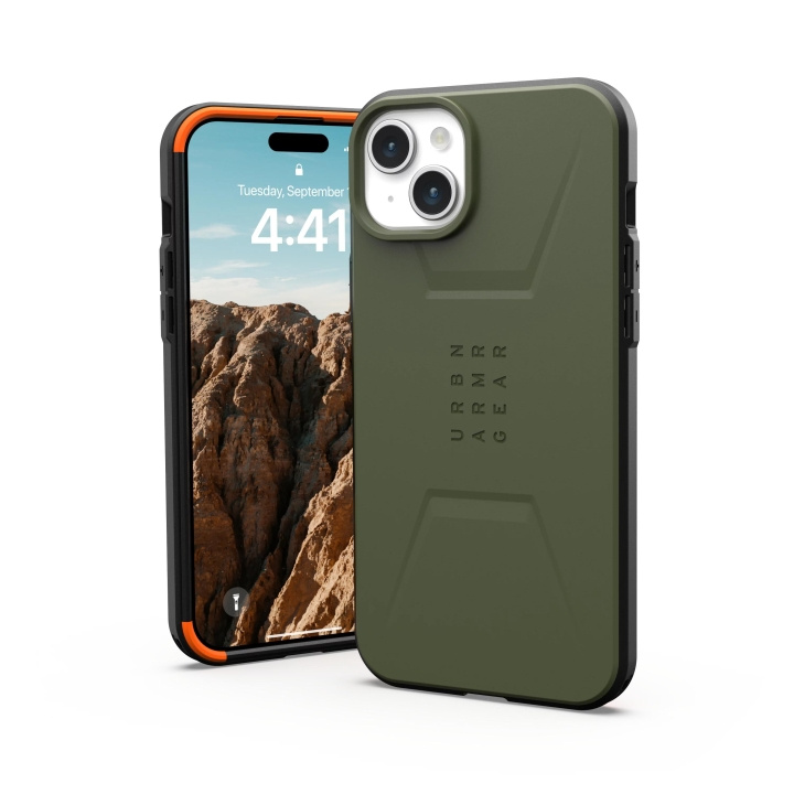 Urban Armor Gear iPhone 15 Plus Civilian Magsafe - Olive Drab i gruppen SMARTPHONES & TABLETS / Mobil Beskyttelse / Apple / iPhone 15 hos TP E-commerce Nordic AB (C59810)