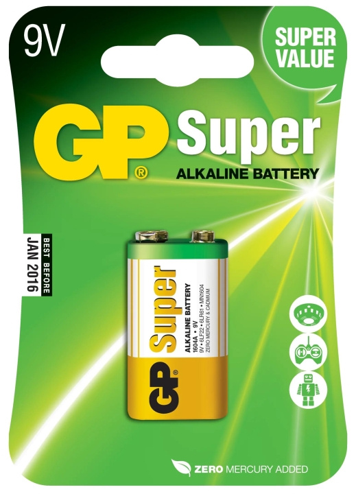 GP Super Alkaline 9V 1 Pack (B) i gruppen HJEMMEELEKTRONIK / Batterier og opladere / Batterier / 9V hos TP E-commerce Nordic AB (C59987)
