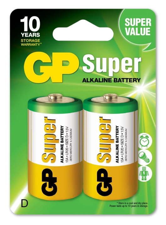 GP Super Alkaline D 2-pak (B) i gruppen HJEMMEELEKTRONIK / Batterier og opladere / Batterier / Andet hos TP E-commerce Nordic AB (C59990)