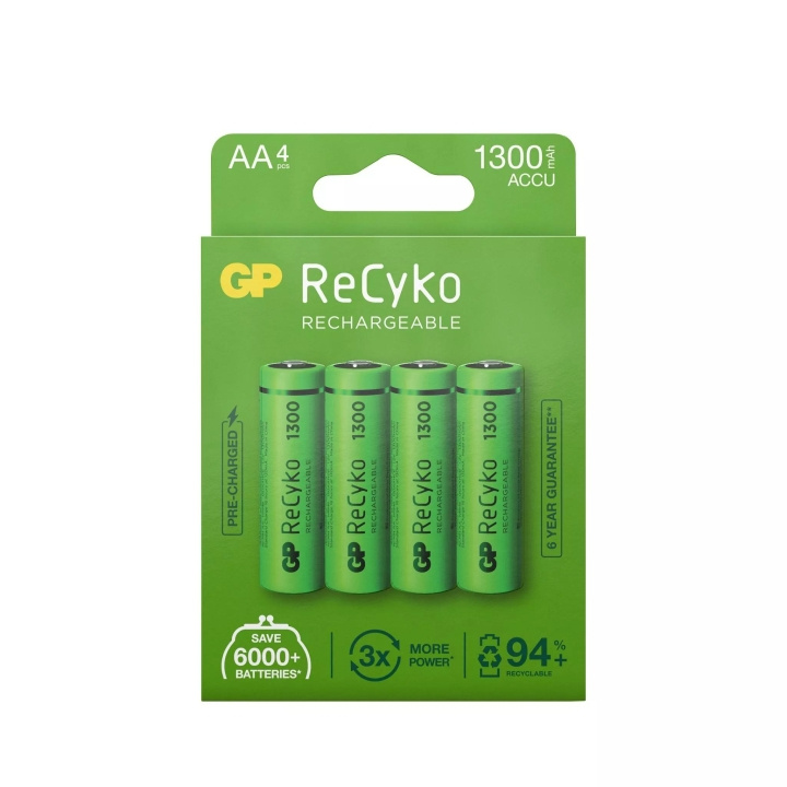 GP ReCyko NiMH 1300mAh AA 4 Pack (PB) i gruppen HJEMMEELEKTRONIK / Batterier og opladere / Genopladelige batterier / AA hos TP E-commerce Nordic AB (C60007)