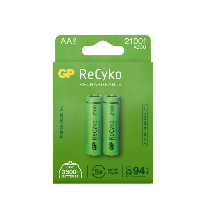 GP ReCyko NiMH 2100mAh AA 2-pak (PB) i gruppen HJEMMEELEKTRONIK / Batterier og opladere / Genopladelige batterier / AA hos TP E-commerce Nordic AB (C60008)