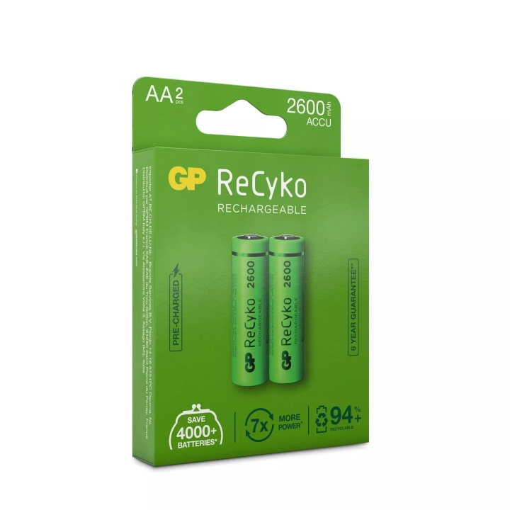 GP ReCyko NiMH 2600mAh AA 2 PK (PB) i gruppen HJEMMEELEKTRONIK / Batterier og opladere / Genopladelige batterier / AA hos TP E-commerce Nordic AB (C60009)