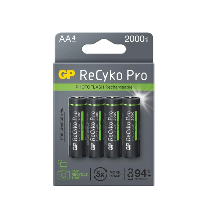 GP Recyko Pro Photoflash 2000mAh AA 4 Pack (PB) i gruppen HJEMMEELEKTRONIK / Batterier og opladere / Genopladelige batterier / AA hos TP E-commerce Nordic AB (C60010)