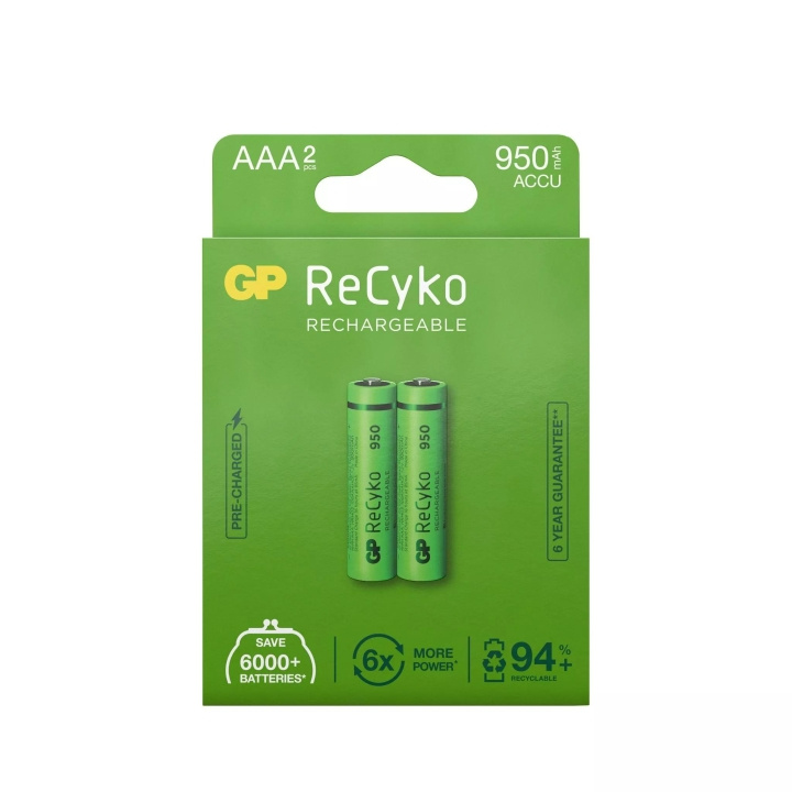 GP ReCyko NiMH 950mAh AAA 2 Pack (PB) i gruppen HJEMMEELEKTRONIK / Batterier og opladere / Genopladelige batterier / AAA hos TP E-commerce Nordic AB (C60011)