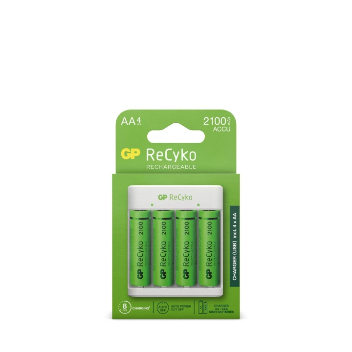 GP ReCyko standard Charger w/4xAA 2100mAh (PB) i gruppen HJEMMEELEKTRONIK / Batterier og opladere / Genopladelige batterier / AA hos TP E-commerce Nordic AB (C60014)