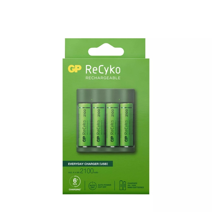 GP ReCyko EverydayCharger w/4xAA 2100mAh (PB) i gruppen HJEMMEELEKTRONIK / Batterier og opladere / Genopladelige batterier / AA hos TP E-commerce Nordic AB (C60015)