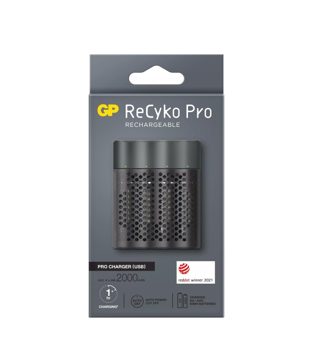 GP ReCyko Pro Oplader USB m/4xAA 2000mAh (PB) i gruppen HJEMMEELEKTRONIK / Batterier og opladere / Genopladelige batterier / AA hos TP E-commerce Nordic AB (C60017)