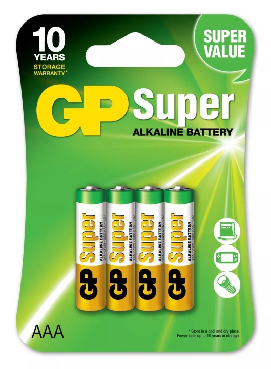 GP Super Alkaline AAA 4 Pack (B) i gruppen HJEMMEELEKTRONIK / Batterier og opladere / Batterier / AAA hos TP E-commerce Nordic AB (C60023)