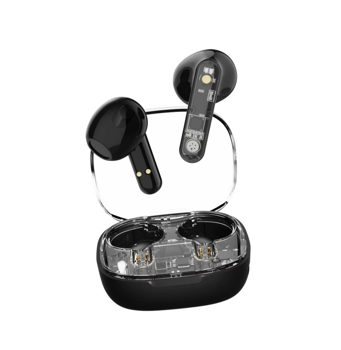 Streetz T150 TWS earphones, Transparent, Black i gruppen HJEMMEELEKTRONIK / Lyd & billede / Hovedtelefoner & Tilbehør / Hovedtelefoner hos TP E-commerce Nordic AB (C60042)