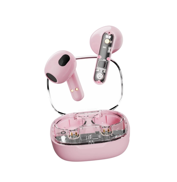 Streetz T150 TWS earphones, Transparent Pink i gruppen HJEMMEELEKTRONIK / Lyd & billede / Hovedtelefoner & Tilbehør / Hovedtelefoner hos TP E-commerce Nordic AB (C60044)