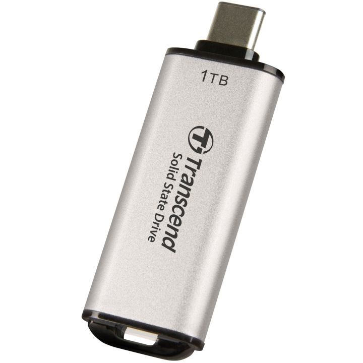 Transcend Portabel Mini SSD ESD300C USB-C 1TB 10Gbps (R1050/W950 Mb/s) Silver i gruppen COMPUTERTILBEHØR / Computer Tilbehør / Eksterne harddiske hos TP E-commerce Nordic AB (C60278)