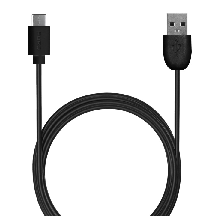 Puro USB-A - USB-C cable, 1m, Black i gruppen SMARTPHONES & TABLETS / Opladere og kabler / Kabler / Kabler Type C hos TP E-commerce Nordic AB (C60619)