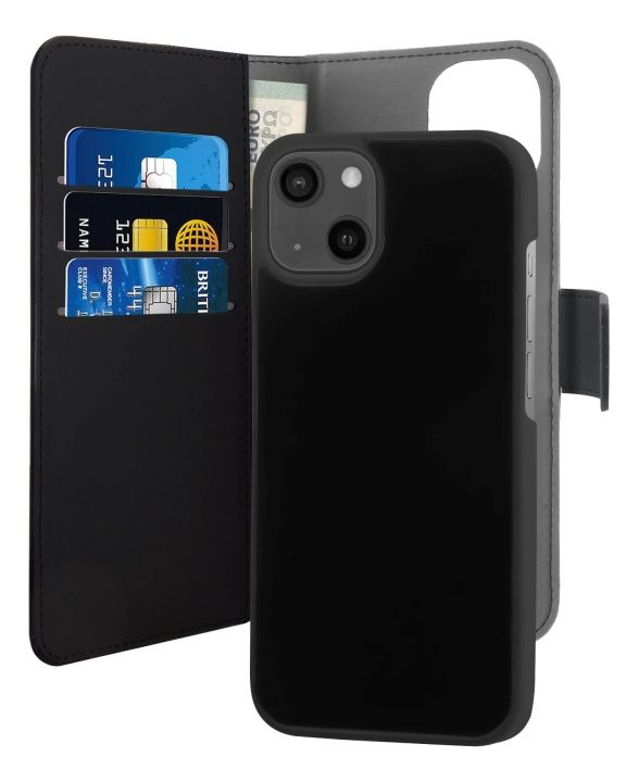 Puro iPhone 13 Mini Mini EcoLeather Wallet Detach black i gruppen SMARTPHONES & TABLETS / Mobil Beskyttelse / Apple / iPhone 13 Mini / Cover hos TP E-commerce Nordic AB (C60716)