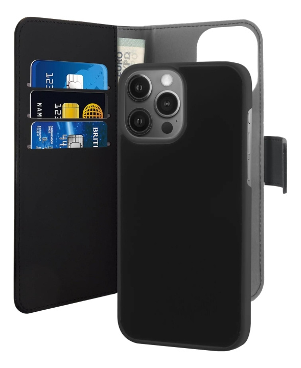 Puro iPhone 13 Pro EcoLeather Wallet Detach. black i gruppen SMARTPHONES & TABLETS / Mobil Beskyttelse / Apple / iPhone 13 Pro / Cover hos TP E-commerce Nordic AB (C60718)