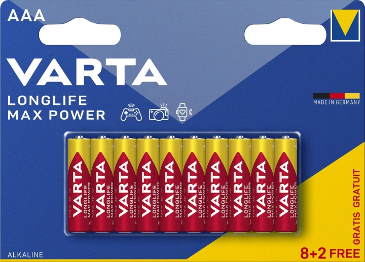 Varta Longlife Max Power AAA 10 Pack (8+2) i gruppen HJEMMEELEKTRONIK / Batterier og opladere / Batterier / AAA hos TP E-commerce Nordic AB (C60773)