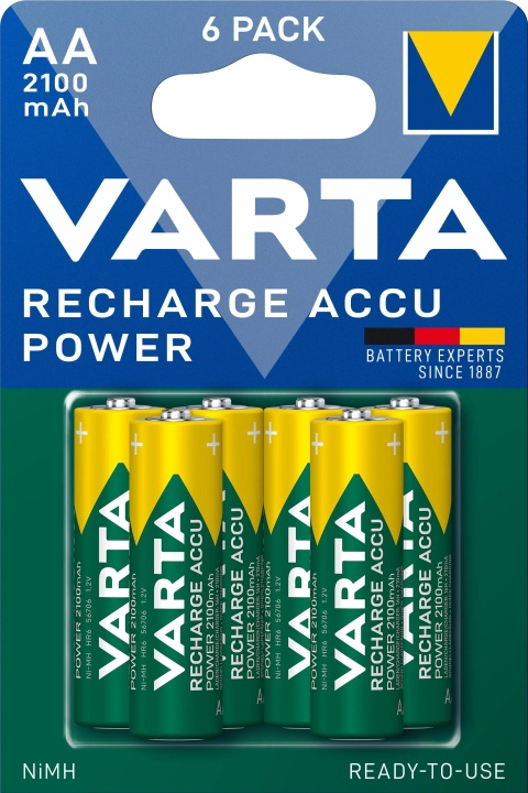 Varta Recharge Charge Accu Power AA 2100mAh 6-pak i gruppen HJEMMEELEKTRONIK / Batterier og opladere / Genopladelige batterier / AA hos TP E-commerce Nordic AB (C60790)