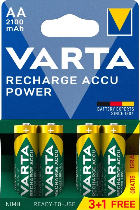 Varta Recharge Charge Accu Power AA 2100mAh 4 Pack (3+1) i gruppen HJEMMEELEKTRONIK / Batterier og opladere / Genopladelige batterier / AA hos TP E-commerce Nordic AB (C60791)