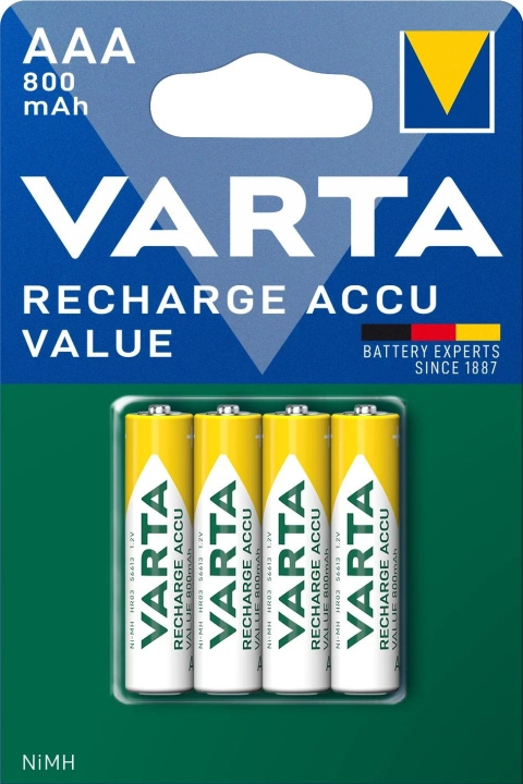 Varta Recharge Charge Accu Value AAA 800mAh 4 Pack i gruppen HJEMMEELEKTRONIK / Batterier og opladere / Genopladelige batterier / AAA hos TP E-commerce Nordic AB (C60792)