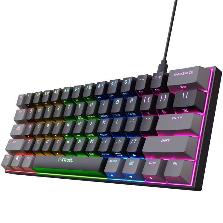 Trust GXT 867 Acira 60% Mini Gamingtangentbord Nordisk layout i gruppen COMPUTERTILBEHØR / GAMING / Tastatur hos TP E-commerce Nordic AB (C60972)