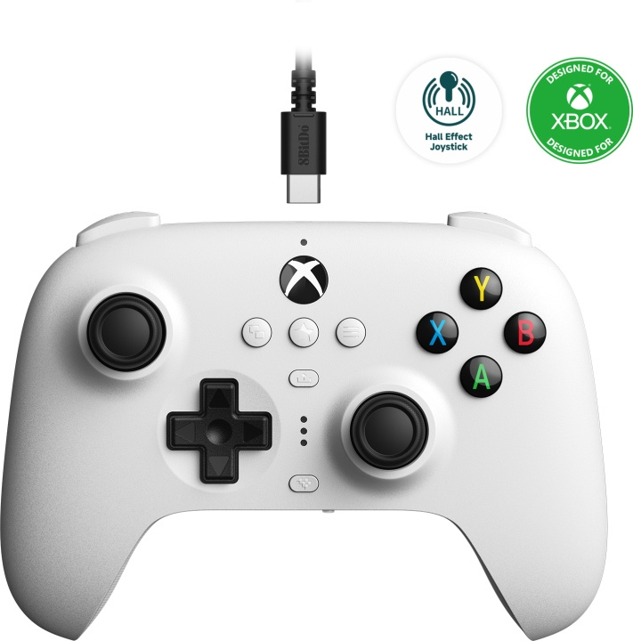 8BitDo Ultimate Wired Controller - Hall Edition trådlös spelkontroll, vit, Xbox / PC i gruppen HJEMMEELEKTRONIK / Spilkonsoller og tilbehør / Xbox Series X / Tilbehør hos TP E-commerce Nordic AB (C61646)