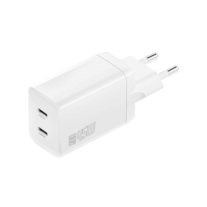 4smarts Wall Charger PDPlug Dual 45W GaN 2C white i gruppen HJEM, HUS & HAVE / Elektricitet & Belysning / Netværksadaptere hos TP E-commerce Nordic AB (C61964)