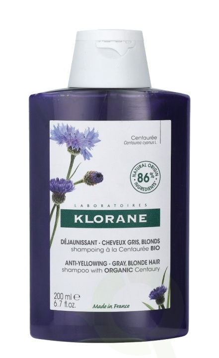 Klorane Anti-Yellowing Shampoo With Centaury 200 ml Gray, Blond Hair i gruppen SKØNHED & HELSE / Hår og styling / Hårpleje / Shampoo hos TP E-commerce Nordic AB (C62473)