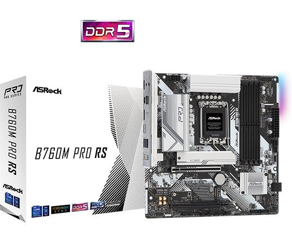 ASRock B760M Pro RS, mATX DDR5 LGA1700 i gruppen COMPUTERTILBEHØR / Computerkomponenter / Bundkort hos TP E-commerce Nordic AB (C62555)