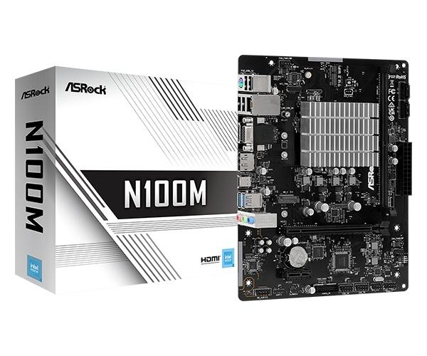 ASRock N100M Intel Q-Core - Retail i gruppen COMPUTERTILBEHØR / Computerkomponenter / Bundkort hos TP E-commerce Nordic AB (C62559)