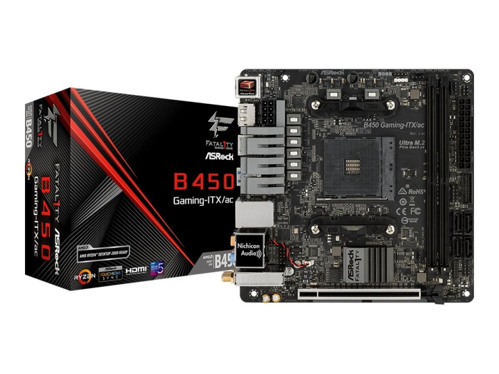 ASRock Fatal1ty B450 Gaming-ITX/ac Mini ITX AM4 AMD B450 i gruppen COMPUTERTILBEHØR / Computerkomponenter / Bundkort hos TP E-commerce Nordic AB (C62602)