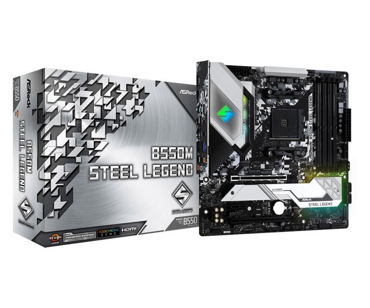 ASRock B550M Steel Legend Micro-ATX AM4 AMD B550 i gruppen COMPUTERTILBEHØR / Computerkomponenter / Bundkort hos TP E-commerce Nordic AB (C62631)