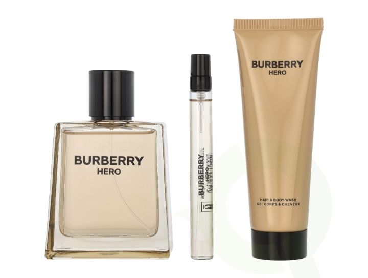 Burberry Hero Giftset 185 ml Edt Spray 100ml/Edt 10ml/Hair & Body Wash 75ml i gruppen SKØNHED & HELSE / Gaveæske / Gaveæske til hende hos TP E-commerce Nordic AB (C62957)