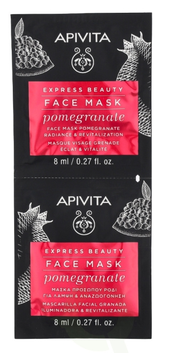 Apivita Express Beauty Face Mask Set 16 ml 2x8ml - Pomegrante i gruppen SKØNHED & HELSE / Hudpleje / Ansigt / Masker hos TP E-commerce Nordic AB (C63428)